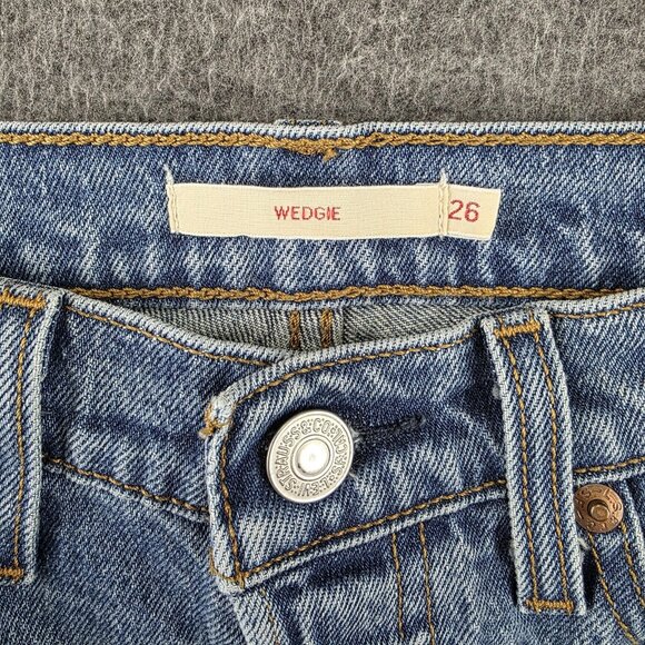 Levis Wedgie Tapered Jeans Womens 26x27 Blue Medium Wash Slim Stretch - Picture 6 of 14